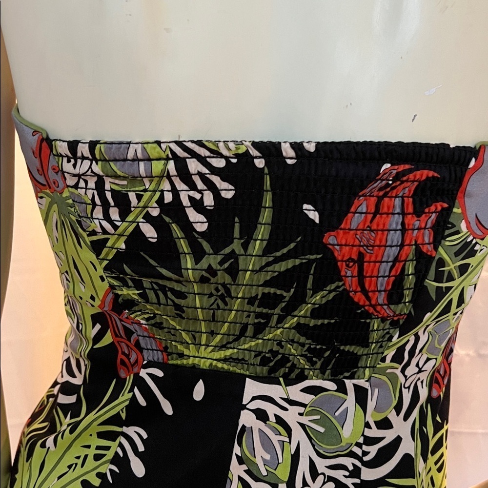 Nanette Lepore Retro Underwater Scene Halter/Strapless A-Line Dress - Picture 6 of 10